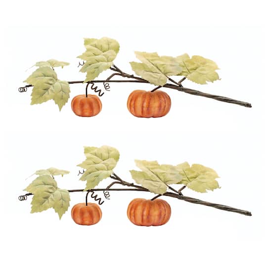 Melrose 21.25" Fall Pumpkin Vines, 2ct. in Green/Orange | Michaels®